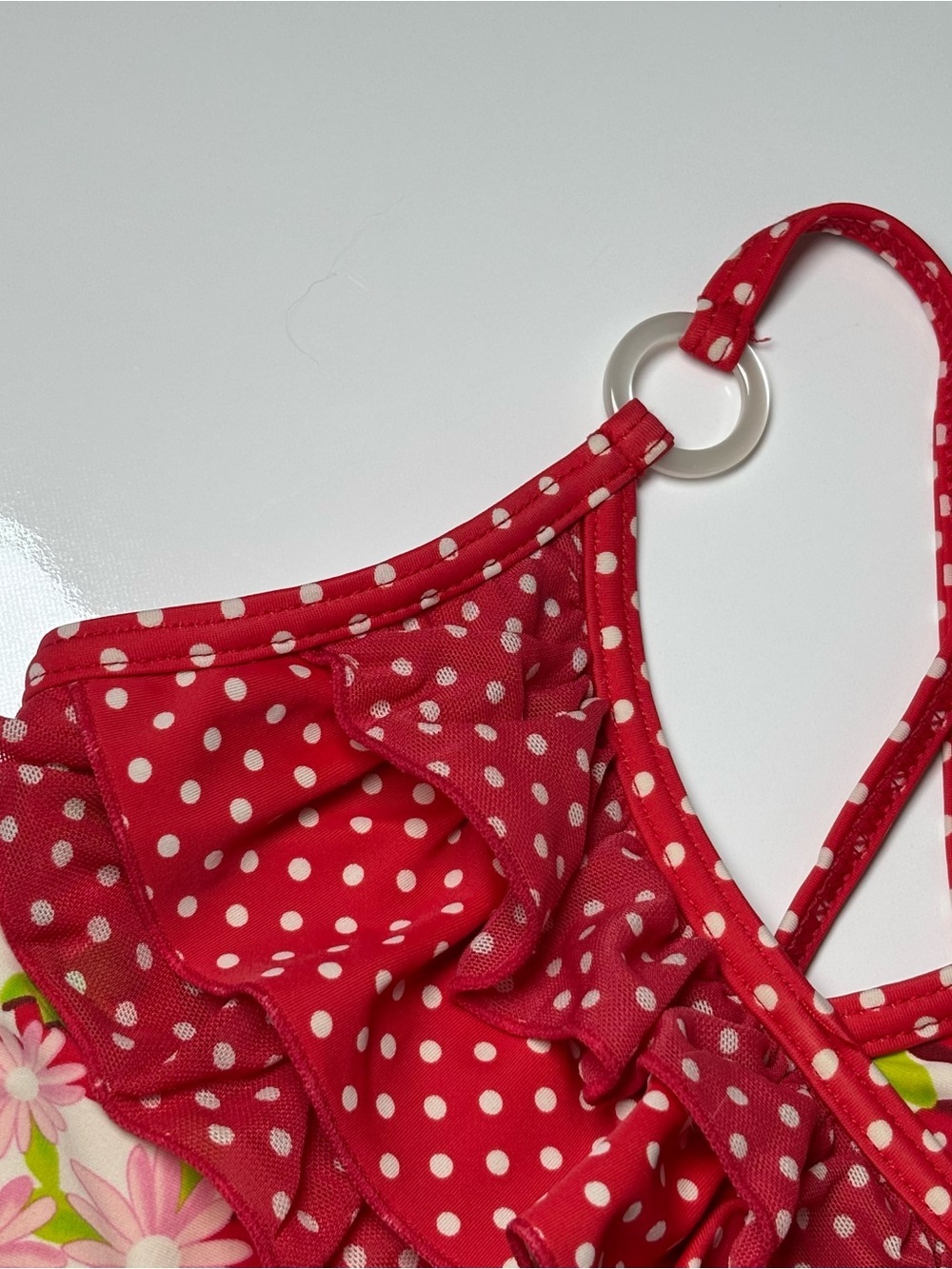 Lisabelle Girls Strawberry & Polka Dot Ruffle Tankini Two Piece Swimsuit Size 5T - Picture 6 of 12